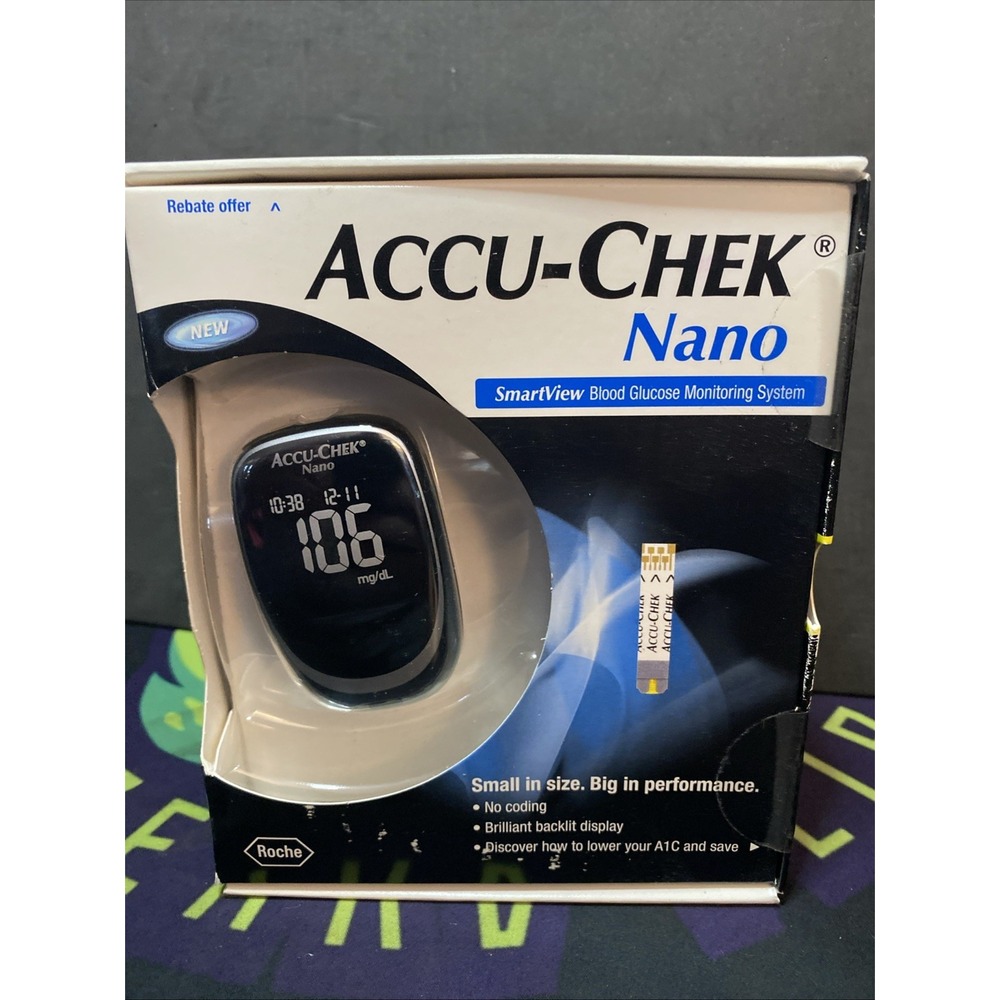 Accu-Chek Nano Blood Glucose Monitor Digital No Coding Backlit + Lancing A2